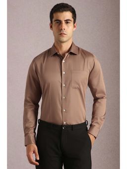 Louis Philippe - Brown Solid Slim Fit Shirt