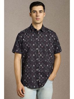 Louis Philippe - Black Printed Slim Fit Shirt