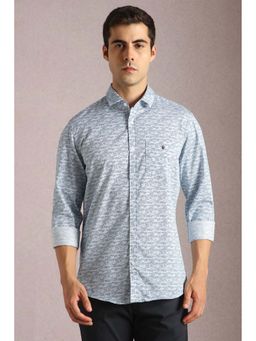 Louis Philippe - White Printed Slim Fit Shirt