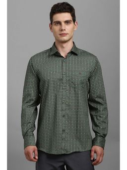 Louis Philippe - Green Printed Slim Fit Shirt