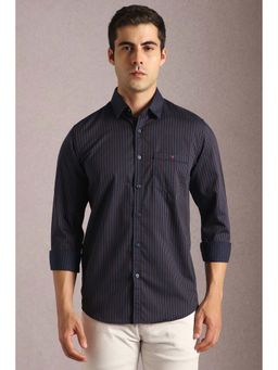 Louis Philippe - Navy Blue Stripes Slim Fit Shirt