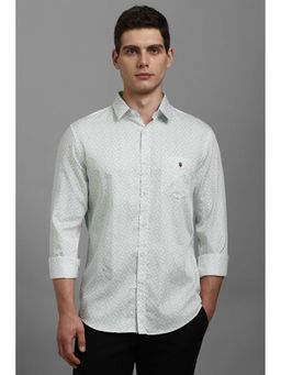 Louis Philippe - White Printed Slim Fit Shirt