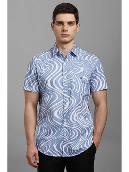 Louis Philippe - Blue Printed Slim Fit Shirt