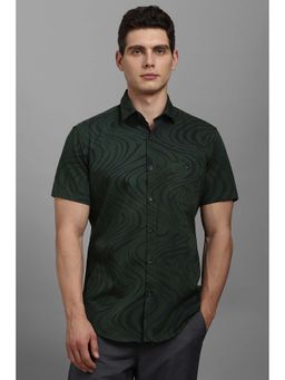 Louis Philippe - Green Printed Slim Fit Shirt