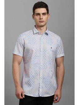 Louis Philippe - White Printed Slim Fit Shirt