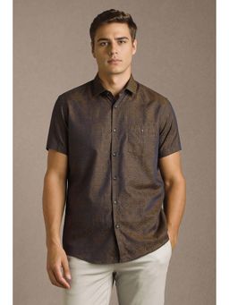 Louis Philippe - Brown Printed Slim Fit Shirt