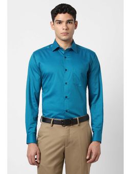 Van Heusen - Blue Textured Regular Fit Shirt