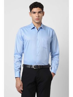 Van Heusen - Blue Self Design Regular Fit Shirt