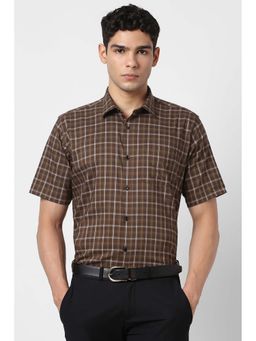 Van Heusen - Brown Checks Regular Fit Shirt