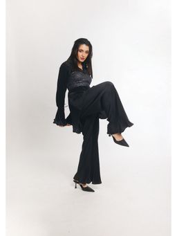 Gatsby Collection - Black Shimmer Zoe Collar Neck Tunic and Pant