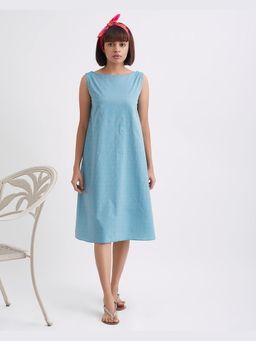 Gatsby Collection - Blue Let Loose Midi Boat Neck Dress