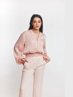 Gatsby Collection - Peach Emily Sheer Bomber Jacket