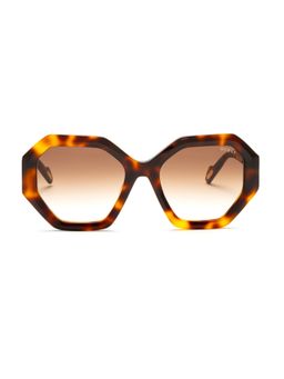 Guess - Women UV Protected Full Rim Brown Lens Irregular Sunglasses (54)