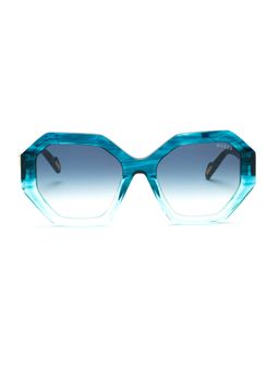 Guess - Women UV Protected Full Rim Blue Lens Irregular Sunglasses (54)