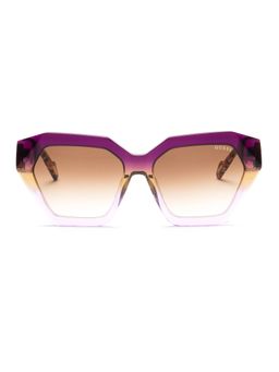 Guess - Women UV Protected Full Rim Brown Lens Irregular Sunglasses (55)