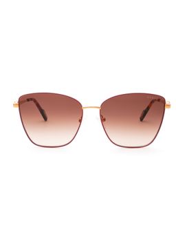 Guess - Women UV Protected Full Rim Brown Lens Butterfly Sunglasses (58)