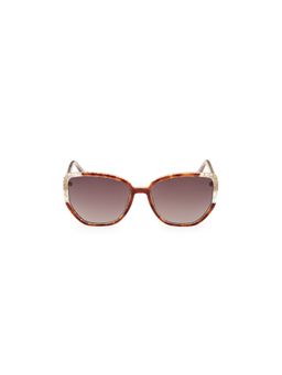 Guess - Women UV Protected Full Rim Brown Lens Cat Eye Sunglasses (55)