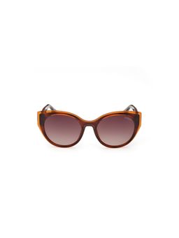 Guess - Women UV Protected Full Rim Brown Lens Oval Sunglasses (53)