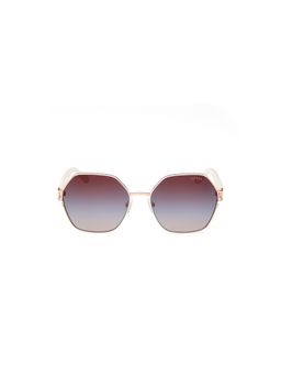 Guess - Women UV Protected Full Rim Brown Lens Irregular Sunglasses (59)
