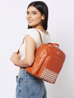 Caprese - Womens Zeta Large Tan Quilted Backpack