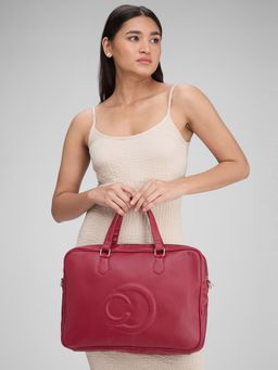 Caprese - Womens Dora Large Pink Solid Laptop Bag