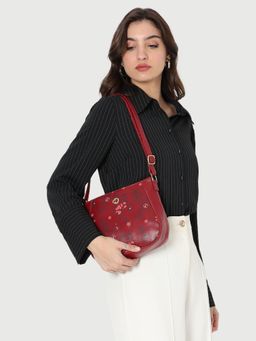 Caprese - Womens Snow Medium Maroon Floral Print Sling Bag