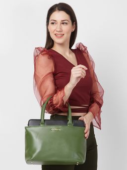 Caprese - Womens Lizzy Satchel Medium Green Solid Satchel