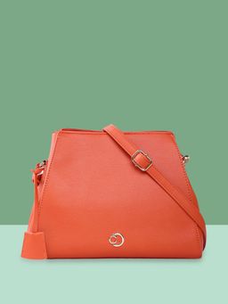 Caprese - Womens Milan Satchel Small Orange Solid Satchel