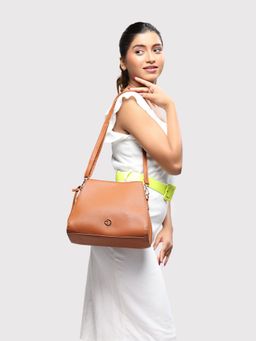 Caprese - Womens Milan Satchel Small Tan Solid Satchel