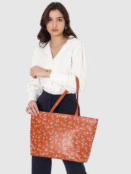 Caprese - Womens Merida Large Tan Floral Print Office Tote Bag