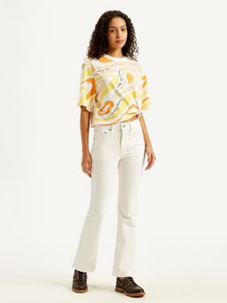 Levi's - Women Solid White Bootcut Cotton Jeans
