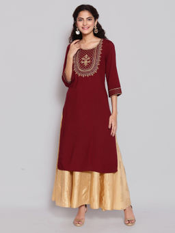Aurelia - Maroon Embroidered Ethnic Kurta