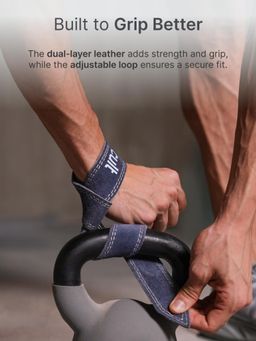 CULT - Unisex Weight Lifting Straps Leather - Blue