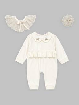 Mi Arcus - Cotton Self Design Cream Clothing Set