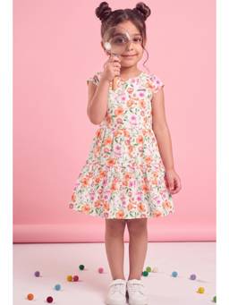 Allen Solly - Girls White Print Casual Dress