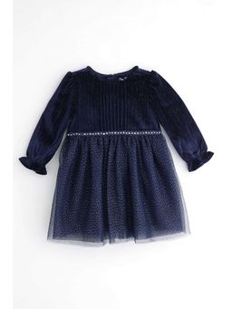One Friday - Baby Girls Navy Blue Glitter Dress