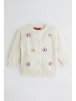 One Friday - Baby Girls Off-White Knit Cardigan