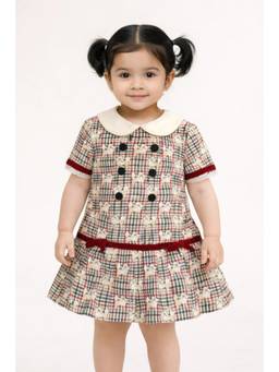 One Friday - Girls Multicolour Checks Dress