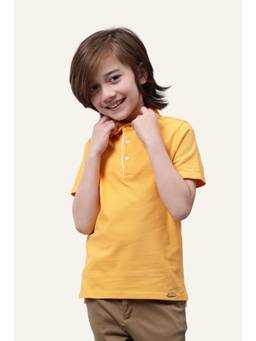 One Friday - Kids Boys Yellow Cotton Polo T-Shirt