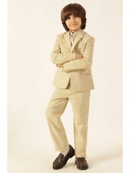 One Friday - Boys Beige Cotton Slub Trousers