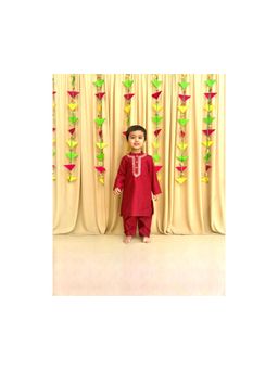 BYB Premium - Boys Maroon Dola Silk Kurta And Pyjama