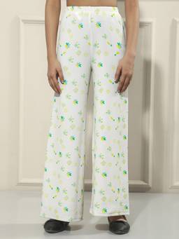 CRIMSOUNE CLUB - Girl's Cream Floral Print Trouser