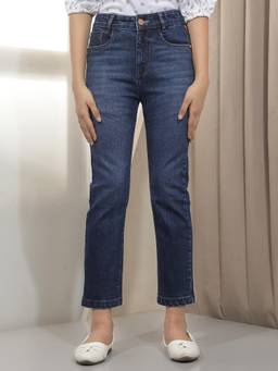 CRIMSOUNE CLUB - Girl's Blue Straight Jeans