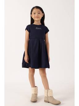 One Friday - Girls Navy Blue Polyester Dress