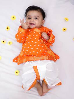 KID1 - Anghrakha Orange Kurta And Dhoti