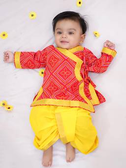 KID1 - Anghrakha Red Kurta And Dhoti