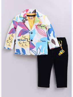 Little Collars - Boys Multi-Color Fun And Bright Blazer, T Shirt And Trouser