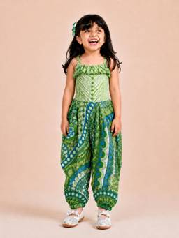 TWISHA - Cotton Sleeveless All Over Printed Frilled Jumpsuit