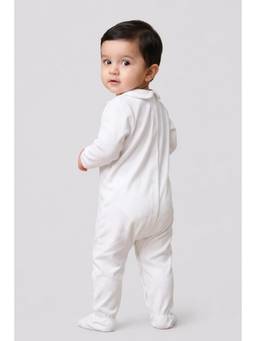 One Friday - Unisex White Cotton Embroidery Romper