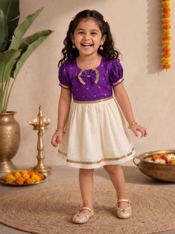 Vastramay - Purple Chanderi Embroidered Dress